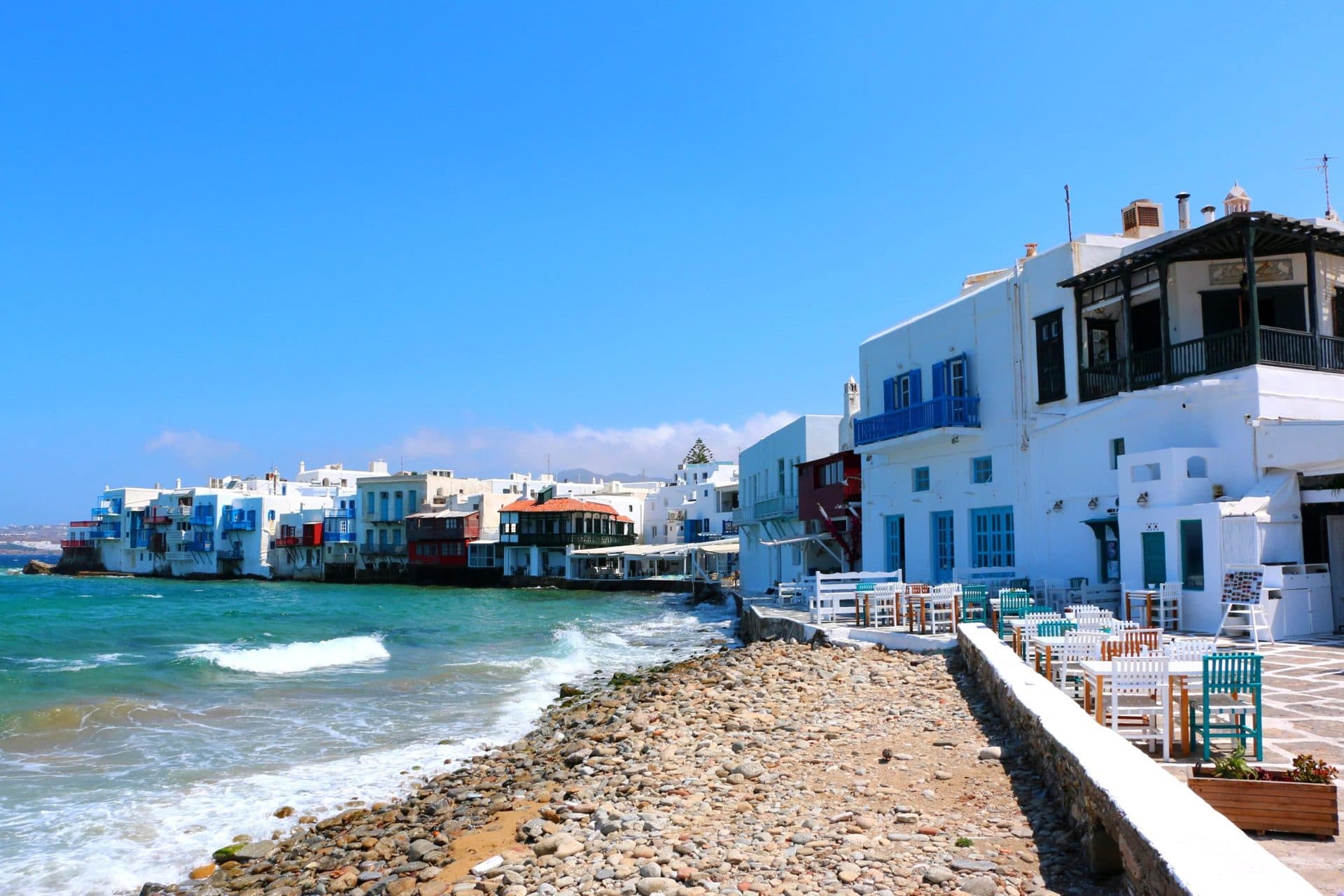 Little Venice waterfront in Mykonos town