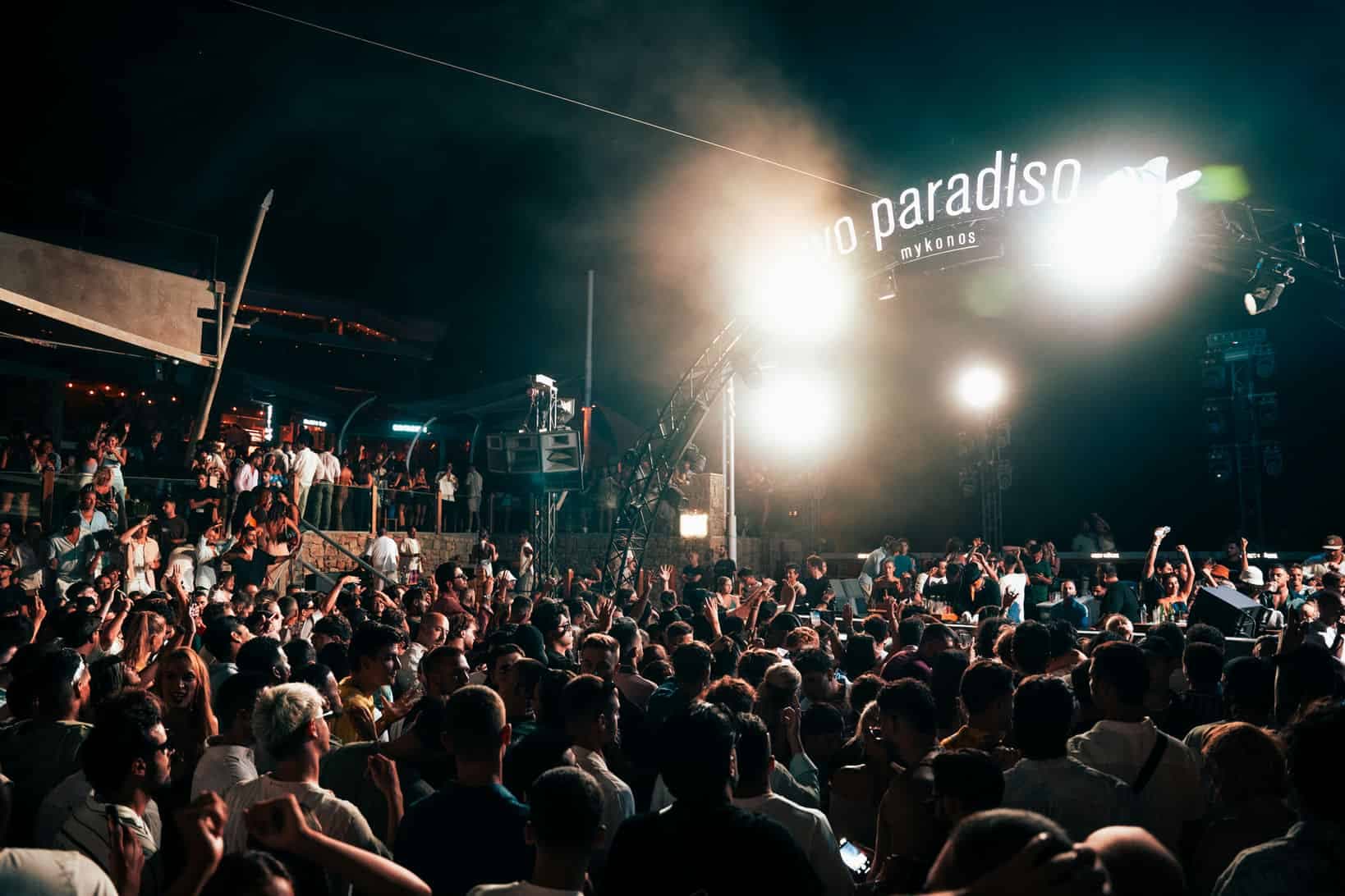 Crowd dancing at Cavo Paradiso, Mykonos